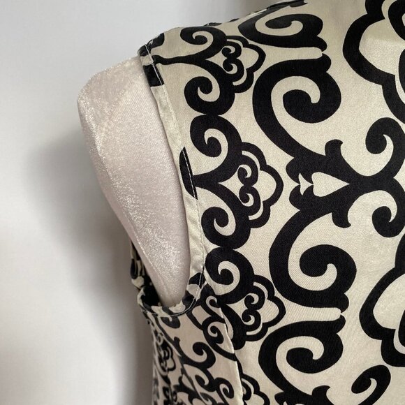 White House Black Market Scroll Design 100% Silk Blouse - Picture 10 of 12